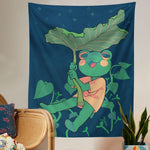 Vintage Tapestry Boho Wall Hanging Frog Mysterious Divination Witchcraft Beach Moon Phase Aesthetic Room Decor Small Size