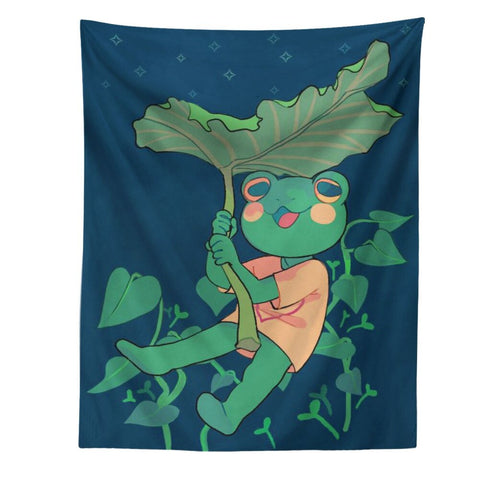 Vintage Tapestry Boho Wall Hanging Frog Mysterious Divination Witchcraft Beach Moon Phase Aesthetic Room Decor Small Size