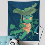 Vintage Tapestry Boho Wall Hanging Frog Mysterious Divination Witchcraft Beach Moon Phase Aesthetic Room Decor Small Size