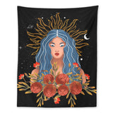 Vintage Tapestry Wall Hanging Moon Flower Decor for Girls Dorm Roon Decoration INS Trippy Tapestry Psychedelic Wall Prints