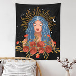 Vintage Tapestry Wall Hanging Moon Flower Decor for Girls Dorm Roon Decoration INS Trippy Tapestry Psychedelic Wall Prints