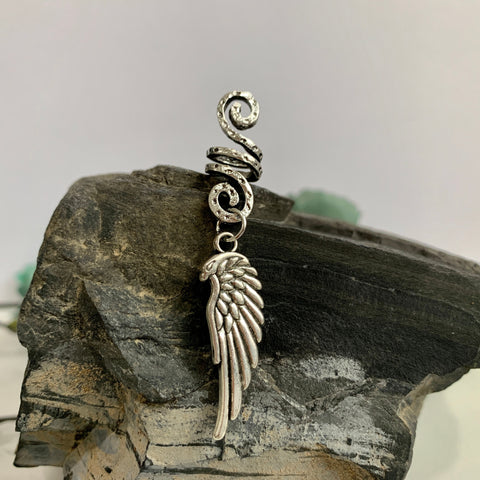 Vintage Viking Spiral Hair Braid Moon Pentagram Sun Angel Wing Skull Emblem Hair Bead Jewelry