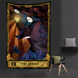 Western Witch Tarot Card Pattern Blanket Tapestry Wall Hanging  Witchcraft Psychedelic Decor Moon Sun Flower Mandela Divination  Wall Decor