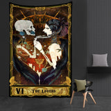 Western Witch Tarot Card Pattern Blanket Tapestry Wall Hanging  Witchcraft Psychedelic Decor Moon Sun Flower Mandela Divination  Wall Decor