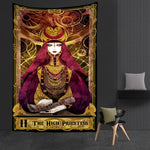 Western Witch Tarot Card Pattern Blanket Tapestry Wall Hanging  Witchcraft Psychedelic Decor Moon Sun Flower Mandela Divination  Wall Decor