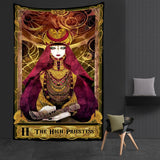 Western Witch Tarot Card Pattern Blanket Tapestry Wall Hanging  Witchcraft Psychedelic Decor Moon Sun Flower Mandela Divination  Wall Decor