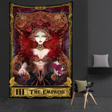 Western Witch Tarot Card Pattern Blanket Tapestry Wall Hanging  Witchcraft Psychedelic Decor Moon Sun Flower Mandela Divination  Wall Decor