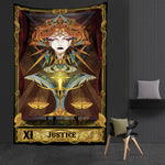 Western Witch Tarot Card Pattern Blanket Tapestry Wall Hanging  Witchcraft Psychedelic Decor Moon Sun Flower Mandela Divination  Wall Decor