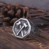 Slavic Perun Axe Biker Ring Stainless Steel Jewelry Punk Classic Slavic Perun Motor Biker Ring For Men