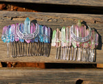 Wicca  Raw Natural Crystal Moon Mermaid Hair Comb Witchcraft Accessories Bridal Party Decoration Gift
