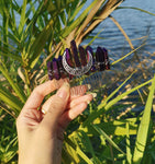 Wicca  Raw Natural Crystal Moon Mermaid Hair Comb Witchcraft Accessories Bridal Party Decoration Gift