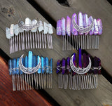 Wicca  Raw Natural Crystal Moon Mermaid Hair Comb Witchcraft Accessories Bridal Party Decoration Gift