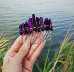 Wicca  Raw Natural Crystal Moon Mermaid Hair Comb Witchcraft Accessories Bridal Party Decoration Gift
