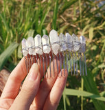 Wicca  Raw Natural Crystal Moon Mermaid Hair Comb Witchcraft Accessories Bridal Party Decoration Gift