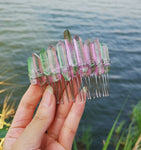 Wicca  Raw Natural Crystal Moon Mermaid Hair Comb Witchcraft Accessories Bridal Party Decoration Gift