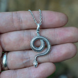 Wicca Silver Snake Pendant Necklace Serpent Gothic Occult Amulet Jewerly