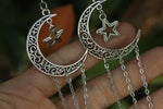 Wicca accessories moon star long earrings gothic gift