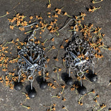Wicca volcanic stone, bird of life,Flower, earrings, girlfriends, Witchcraft Accessories gifts for her