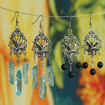 Wicca volcanic stone, bird of life,Flower, earrings, girlfriends, Witchcraft Accessories gifts for her