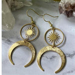 Witch Amethyst Sunburst Earrings Moon Dangle Celestial BOHO Dangle Women Fashion Statement Handmade Jewelry Gift 2022
