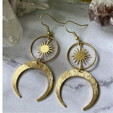 Witch Amethyst Sunburst Earrings Moon Dangle Celestial BOHO Dangle Women Fashion Statement Handmade Jewelry Gift 2022
