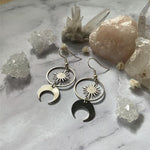 Witch Amethyst Sunburst Earrings Moon Dangle Celestial BOHO Dangle Women Fashion Statement Handmade Jewelry Gift 2022