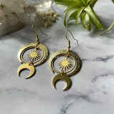 Witch Amethyst Sunburst Earrings Moon Dangle Celestial BOHO Dangle Women Fashion Statement Handmade Jewelry Gift 2022