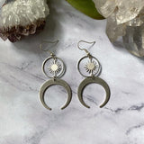 Witch Amethyst Sunburst Earrings Moon Dangle Celestial BOHO Dangle Women Fashion Statement Handmade Jewelry Gift 2022