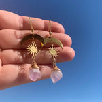 Witch Amethyst Sunburst Earrings Moon Dangle Celestial BOHO Dangle Women Fashion Statement Handmade Jewelry Gift 2022