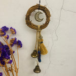 Witch Bells Crystal Pentagram Witches broom  Gothic Magic Gift  Wall Decor