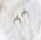 Witch Crescent Moon Crystal Quartz Dangle Earring Celestial Witch Jewelry Pagan Gift
