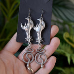 Witch Crescent Moon Hand Snake Dangle Earrings Serpent Earring Withy gift