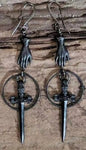 Witch Hand Sword Dangle Earring Pagan Dagger Earrings Gothic Jewelry For Gift
