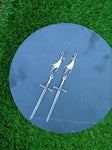 Witch Silver Sword Hand Statement Dangle Earring Gothic Pagan Tarot Wiccan Jewelry