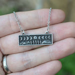Witch Sun Crescent Moon With Pine Tree Choker Necklace Plant Occult Amulet Jewelry