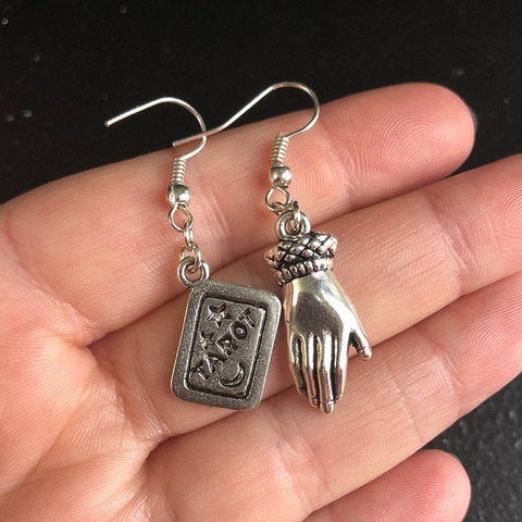 Witch Tarot Card Fortune Teller Hand Psychic Earrings Wiccan Spiritual Mystic Pagan Jewelry