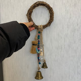 Witch doorbell window hanging decoration rattan wreath amulet Wicca decoration altar decoration Cubone skull bead gift  Wall Decor