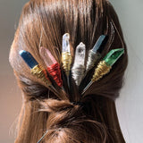 Witchcraft accessories Raw Crystal Hairpin Hair Stick Witch Vintage Gothic Pagan Wedding Bride Princess Gift
