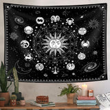 Zodiac Tapestries Sun and Moon Tapestry Astrology Tapestry Zodiac Sign Tapestry, Constellation Tapestry Black and White Tapestry