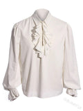 Men medieval Gothic Shirt Larp Viking Vintage Bridegroom Cosplay Costume Top Princes white Shirt Stage perfoming outfit