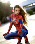 Adult Kid Sexy Zentai Spider Hero Cosplay Costume Red Black Woman Jumpsuit Supergirl Cosplay Zentai Costume Bodysuit Party Dress