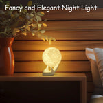 Moon Lamp, 3.5 Inch 3D Printing Lunar Lamp Night Light with White Hand Stand as Kids Women Girls Boy Birthday Gift, USB Charging Touch Control Brightness Two Tone Warm Cool White