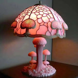 Retro Stained Glass Plant Series Table Lamps Colorful Bedroom Bedside Flower Mushroom Creative Table Night Lamp Atmosphere Light