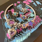 925 Sterling Silver Natural Cryrstal Heart With Mum And Baby Dolls Polly Pocket Charm Bead For Pandora Bracelet European Jewelry