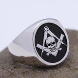 Antique Freemason Masonic Widow's Son Skull and Crossbones sterling silver Ring