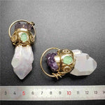 FUWO Wholesale White Quartz Point Pendant With Amethysts Charms,Natural Crystal Boho Pendant For Necklace