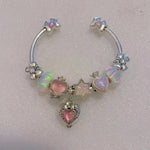 925 Sterling Silver Natural Cryrstal Heart With Mum And Baby Dolls Polly Pocket Charm Bead For Pandora Bracelet European Jewelry