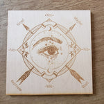 Crystal Grid~Wood Engraved Pendulum Board #3 Crystal Grid - Altar Decoration