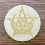 Crystal Grid~Celtic Pentagram Moon Crystal Grid - Pentagram Crystal Grid - Crescent Moon Crystal Grid - Triskelion Crystal Grid - Wooden Crystal Grid