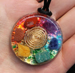 Orgone Energy~7 Chakras Orgone Energy Pendant Gold Flakes
